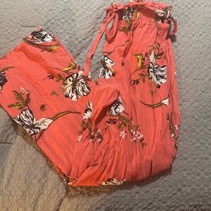 Wide leg coral pants